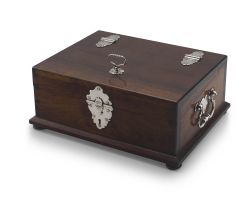 A Colonial padouk and silver-mounted deeds box, 1751