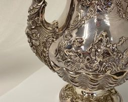 A George IV silver hot water jug, Hyam Hyams, London, 1828