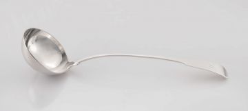 A George IV silver 'Fiddle' pattern soup ladle, Robert Gray & Sons, Glasgow, 1824