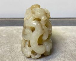 A Chinese celadon jade carving, Qing Dynasty, 19th century