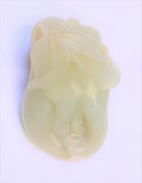 A Chinese pale celadon jade carving of a finger citron, Qing Dynasty, 19th century
