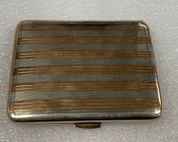 A George V silver and gold inlaid cigarette case, Sampson Mordan & Co, London, 1913