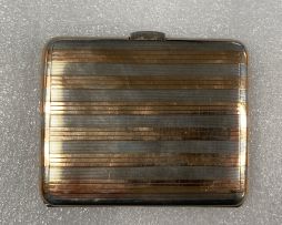 A George V silver and gold inlaid cigarette case, Sampson Mordan & Co, London, 1913