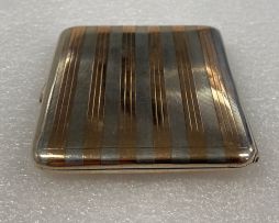 A George V silver and gold inlaid cigarette case, Sampson Mordan & Co, London, 1913