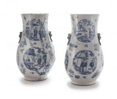 A pair of Chinese blue and white vases, late 19th/early 20th century