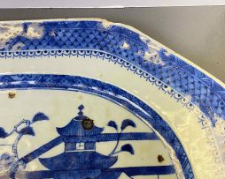 A Chinese blue and white Nanking dish, Qing Dynasty, 19th century