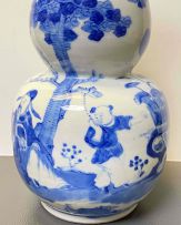 A Chinese blue and white double gourd vase, Qing Dynasty, late 19th century