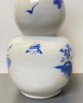 A Chinese blue and white double gourd vase, Qing Dynasty, late 19th century