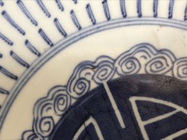 A Chinese provincial blue and white dish, Qing Dynasty, late 19th century