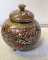 A Japanese cloisonné enamelled koro and cover, Meiji period, 1868-1912