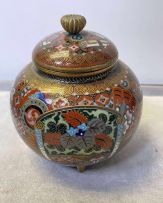 A Japanese cloisonné enamelled koro and cover, Meiji period, 1868-1912