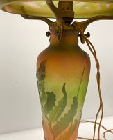 A Gallé 'Fern' glass cameo table lamp, circa 1920