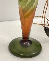 A Gallé 'Fern' glass cameo table lamp, circa 1920