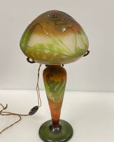 A Gallé 'Fern' glass cameo table lamp, circa 1920