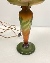 A Gallé 'Fern' glass cameo table lamp, circa 1920