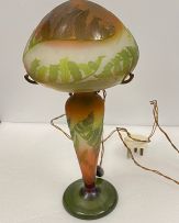 A Gallé 'Fern' glass cameo table lamp, circa 1920