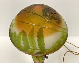 A Gallé 'Fern' glass cameo table lamp, circa 1920