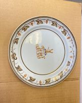 An assembled group of Staffordshire and Chinese armorial plates, 18th/19th century