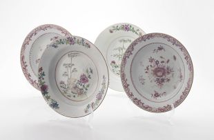 A pair of Chinese famille-rose dishes, Qianlong period, 1735-1796