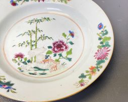 A pair of Chinese famille-rose dishes, Qianlong period, 1735-1796