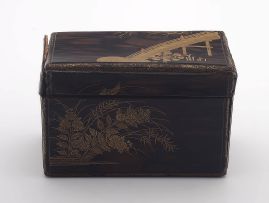 A Japanese black lacquer box and cover, 19th century