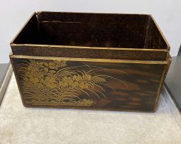 A Japanese black lacquer box and cover, 19th century