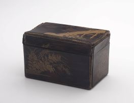 A Japanese black lacquer box and cover, 19th century