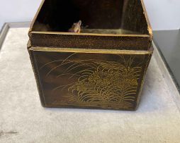 A Japanese black lacquer box and cover, 19th century