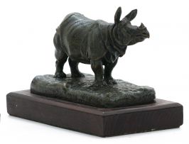 After Antoine-Louis Barye; Asian Rhinoceros