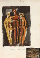 Cecil Skotnes; One Figure; Three Figures; Four Figures, three preparatory drawings
