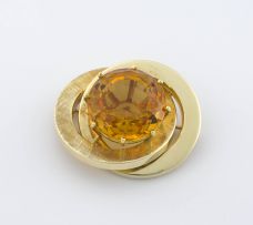 Golden Madeira citrine and 14ct gold brooch