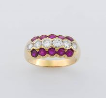 Ruby, diamond and 18ct gold ring