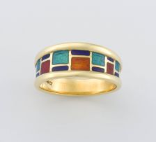 Enamel and 18ct gold ring