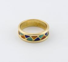 Enamel and 18ct gold ring