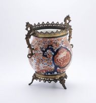 A Japanese Imari and gilt-metal-mounted two-handled vase, Meiji period, 1868-1912