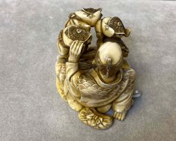A Japanese ivory figural okimono, 19th century