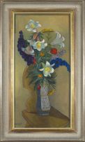 Arne Siegfried; Lilies and Delphiniums in a Vase