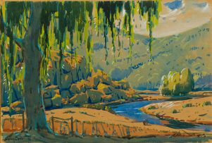 Sydney Carter; Landscape with River and Trees