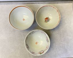 A miscellaneous group of Chinese famille-rose tea bowls and saucers, Qianlong period, 1735-1796