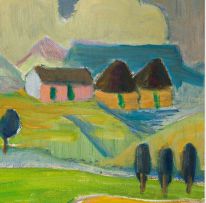 Maggie Laubser; Landscape with Houses and Figures