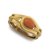 Coral and gold scarf clip, late 19th century