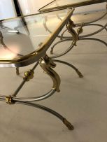 A pair of brass and silvered metal side tables, possibly Maison Jansen, 20th century