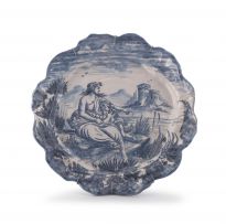 A blue and white faience dish