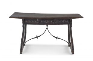 An Iberian fruitwood and wrought-iron table, 18th century and later