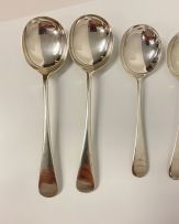 A set of six George V silver soup spoons, Cooper Brothers & Sons Ltd, Sheffield, 1930