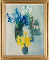 Louis van Heerden; Vases with Daffodils and Irises