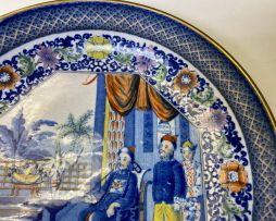 A Staffordshire transfer-printed chinoiserie dish, 19th century