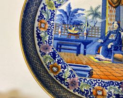 A Staffordshire transfer-printed chinoiserie dish, 19th century