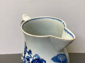 A Worcester blue and white 'Three Flowers' pattern jug, 1755 - 1790
