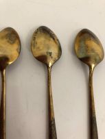 A cased set of six Danish silver-gilt and enamel coffee spoons, H.G. & S, 20th century, .925 sterling